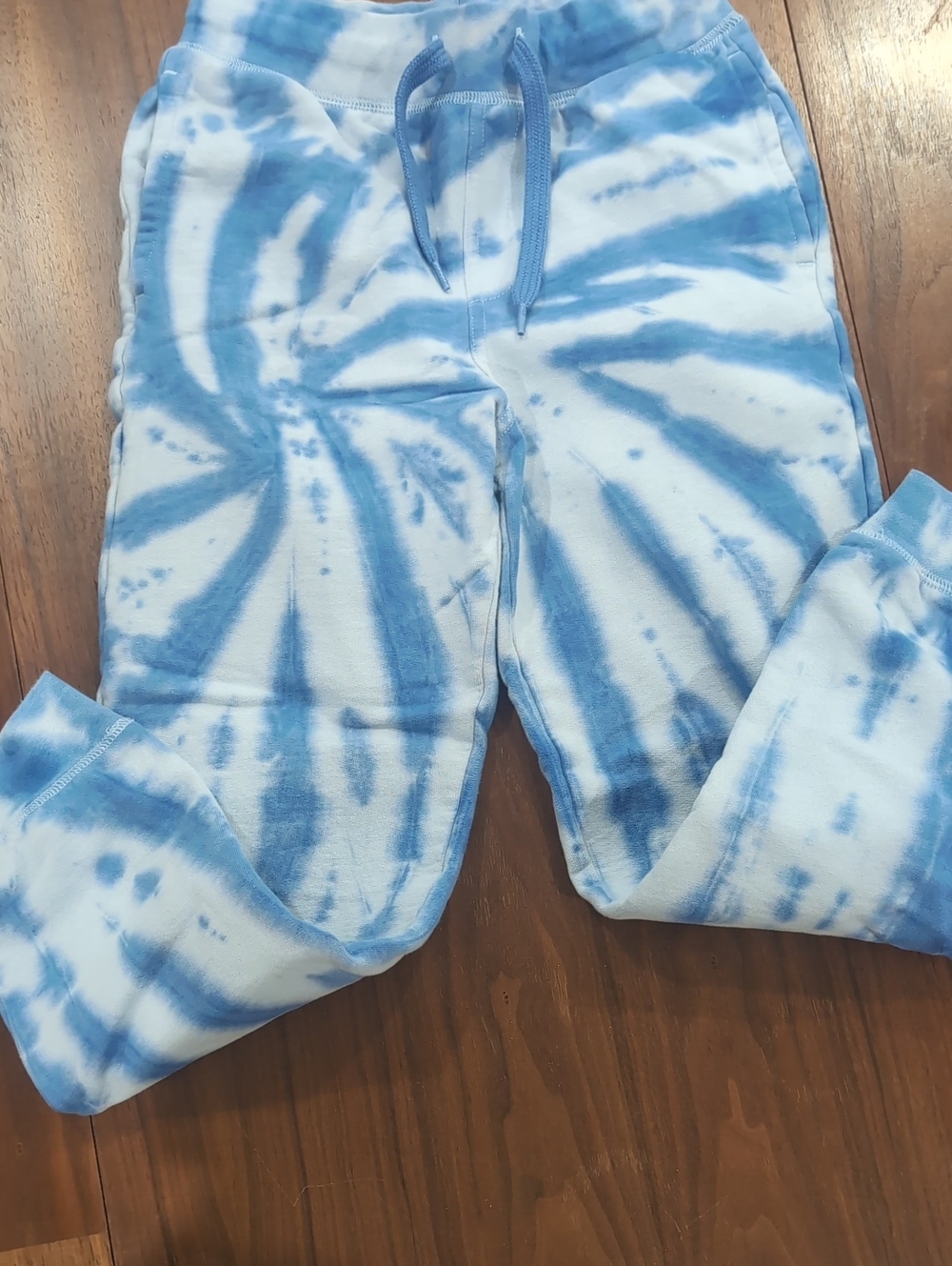Lands' End Blue and White Tie-Dye Sweatpants